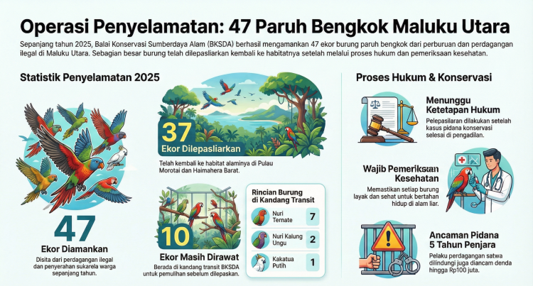 Sepanjang 2025 BKSDA Amankan 47 Ekor Paruh Bengkok